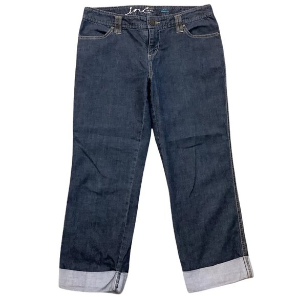 INC Soft Denim Slim Fit Blue Denim Jeans Cropped Cuffed Stretch Women Size 4 - Picture 1 of 8